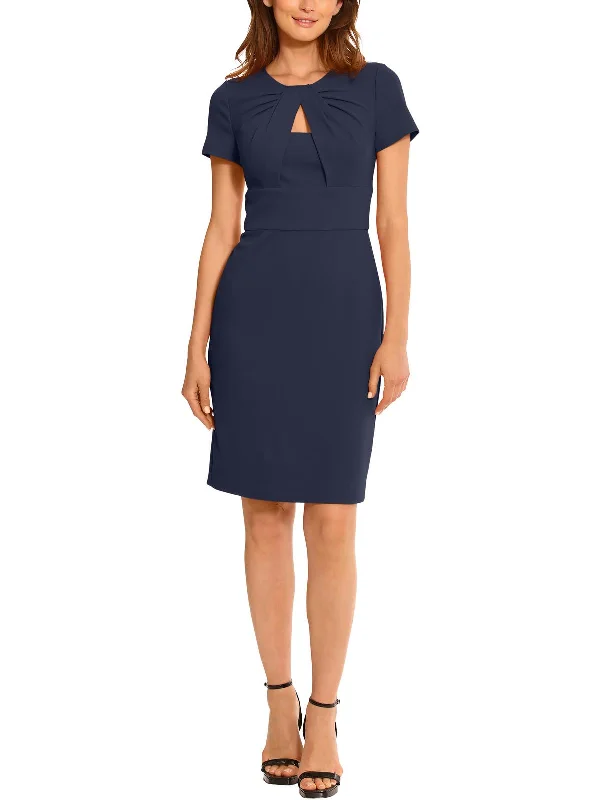 cocktail dress with train-Womens Crepe Cut-Out Cocktail and Party Dress