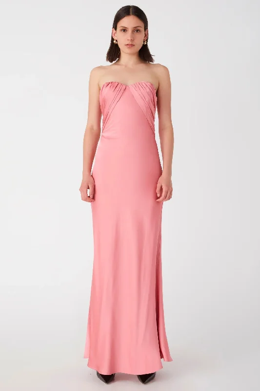 sleeveless striped maxi dress-Misha Livia Maxi Gown - Shell Pink