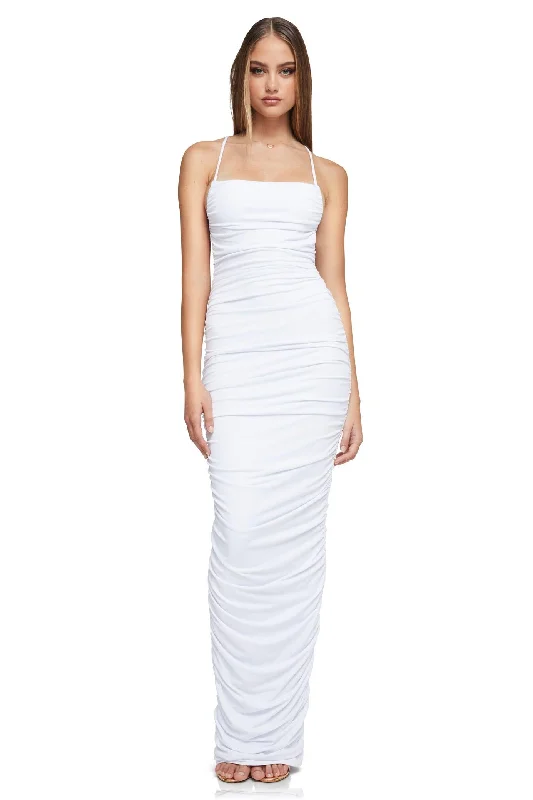 smocked waist maxi dress-Nookie Flirt Maxi Dress - White