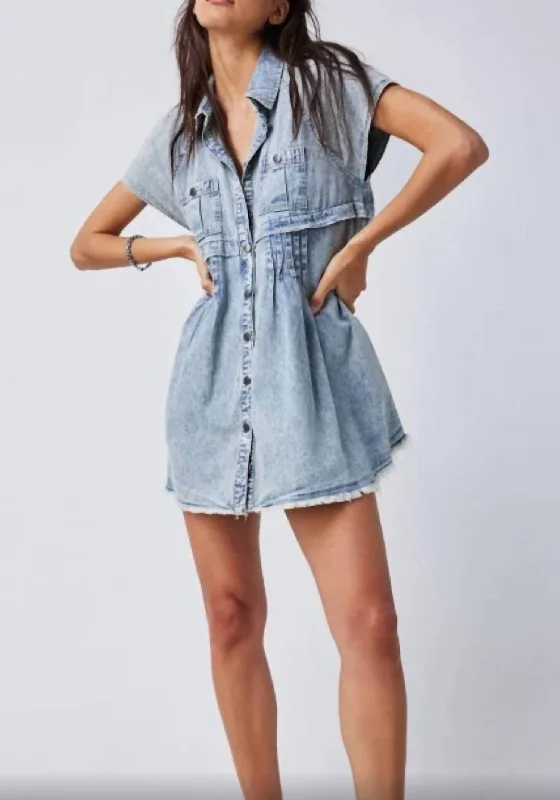 Mini Dress with Statement Bow -Ronnie Mini Dress In Denim