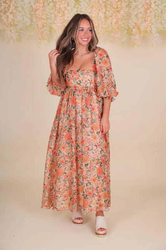 boho floral print midi dress-Thankful Everyday Midi Dress