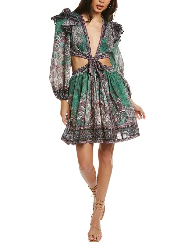 Printed Mini Dress for a Trendy Look -Zimmermann Anneke Ruffle Mini Dress