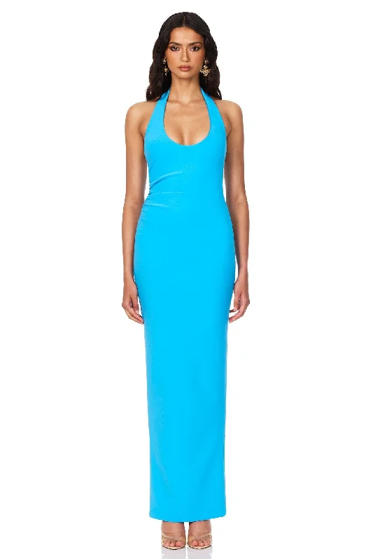 elegant V-back maxi dress-Nookie Natalia Halter Maxi Dress - Turquoise