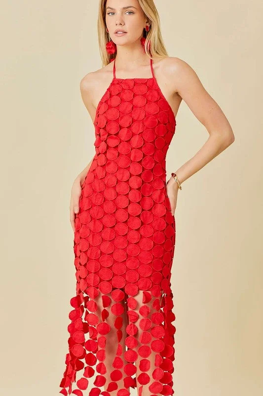 cocktail dress with beads-Milam Lipstick Red Party Dress