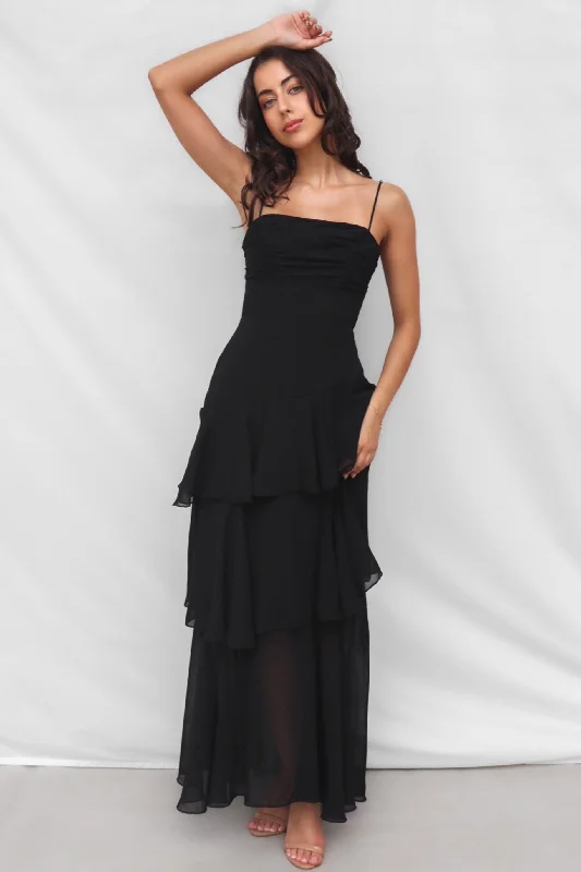 casual ribbed maxi dress-Tommi Maxi Dress - Black