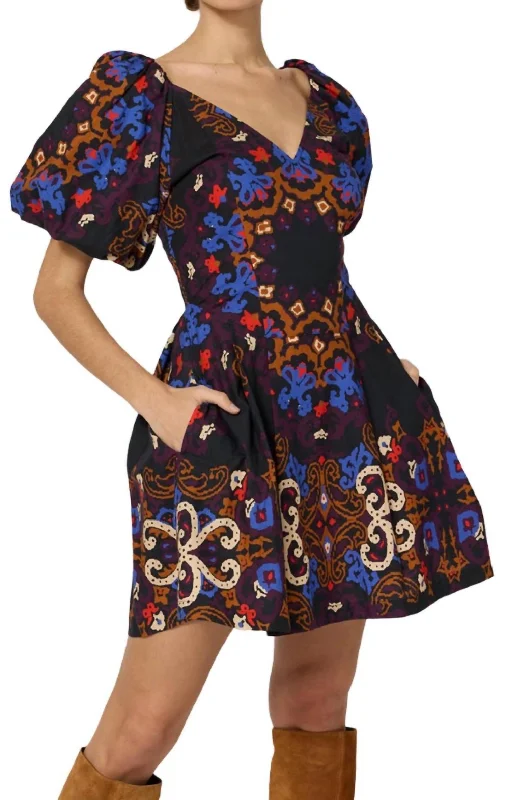 Ruched Tight Mini Dress -Josette Mini Dress In Venezia Print