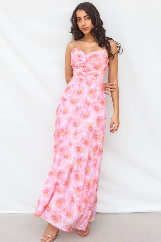 floral crochet trim maxi dress-Watson Maxi Dress - Orange Floral