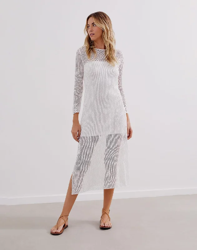 striped casual midi dress-Knit Telma Midi Dress (exchange only) - Off White