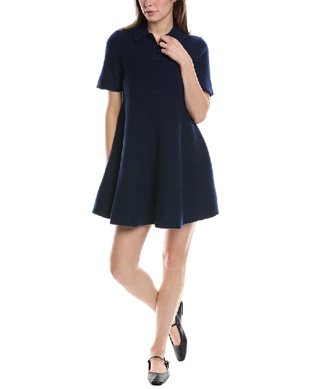 Fit and Flare Mini Dress -Theory Babydoll Felted Polo Wool & Cashmere-Blend Mini Dress