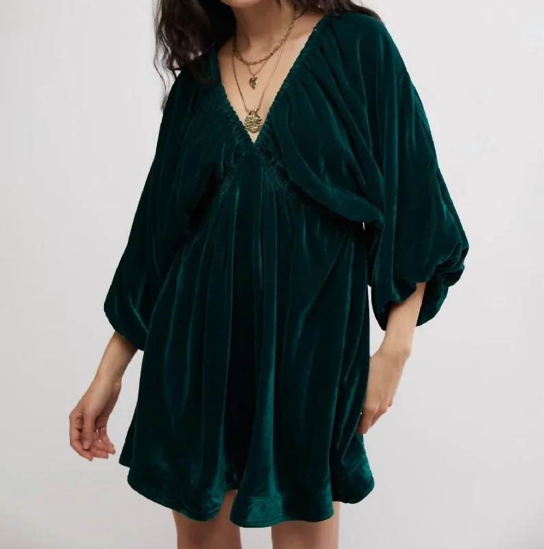 Clubwear Mini Dress for Women -Portia Velvet Mini Dress In Emerald