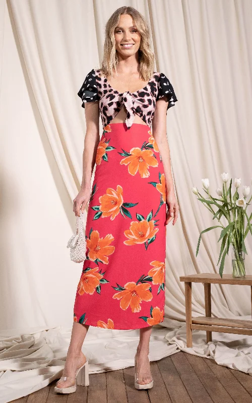 tiered peasant style maxi dress-La Palma Maxi Dress In Red Tulip Mix