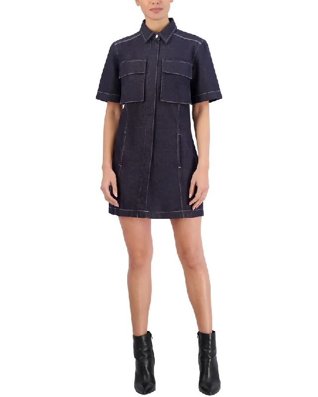 Mini Dress with Elegant Details -BCBG NY Denim Mini Dress