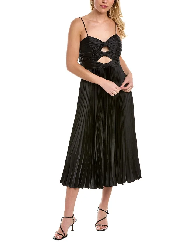 one shoulder cocktail dress-AMUR Afra Pleated Cocktail Dress