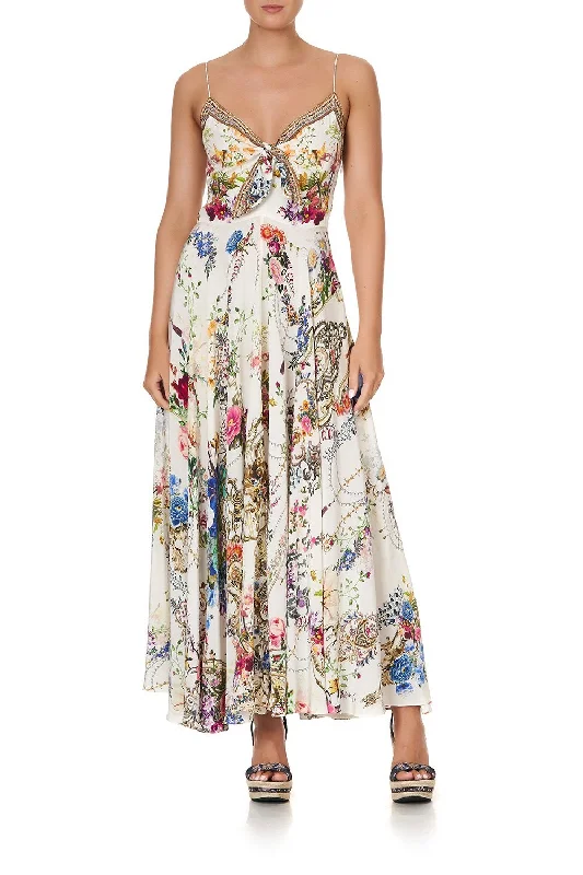 floral casual tank maxi dress-LONG DRESS WITH TIE FRONT BY THE MEADOW