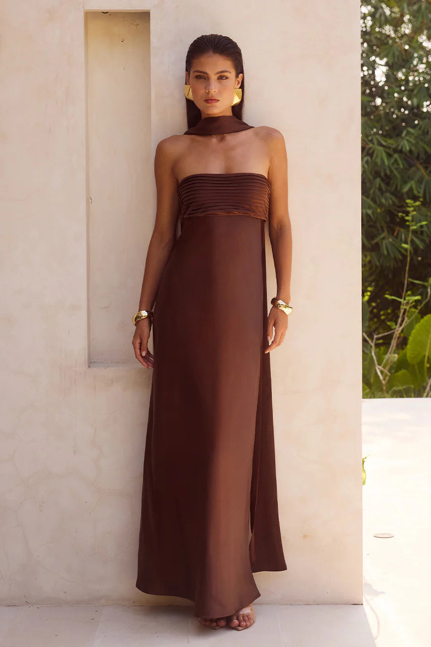 casual fit and flare maxi dress-CHOCOLATE ELSA MAXI DRESS