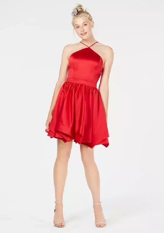 mini cocktail dress-11 - blondie nites red halter fit & flare party dress