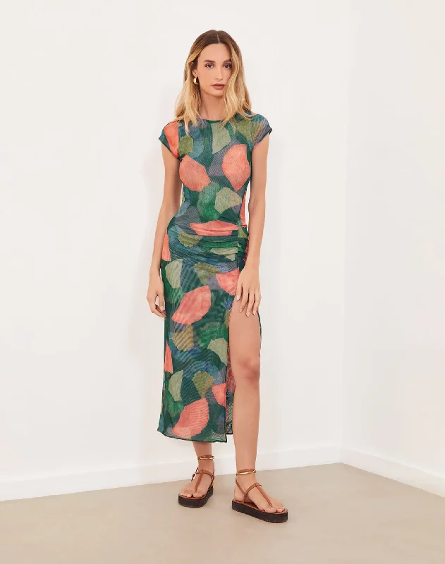 sleeveless bodycon midi dress-Suzi Midi Dress - Waterlily