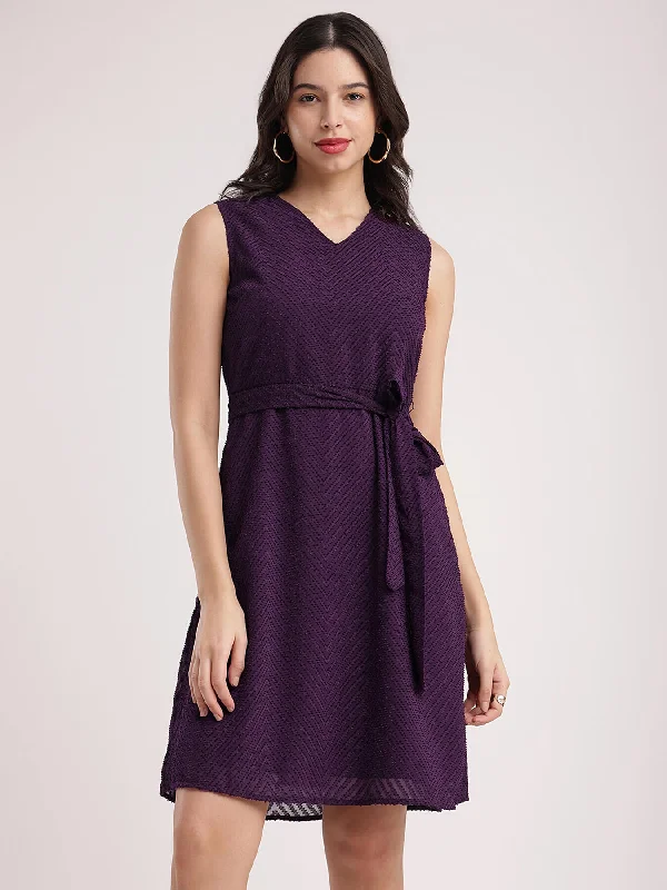 Mini Dress for a Fashionable Street Look -Fit And Flare Dress - Purple