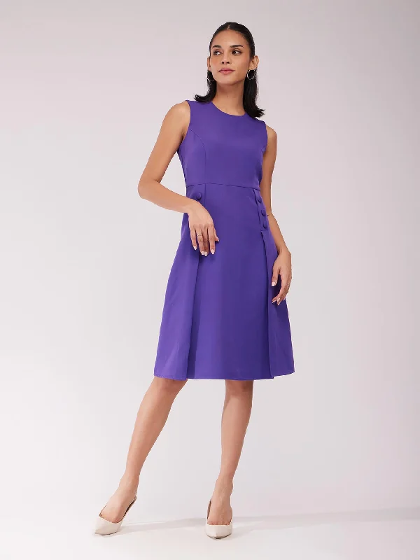 Chic Little Mini Dress -Fit And Flare Dress - Violet