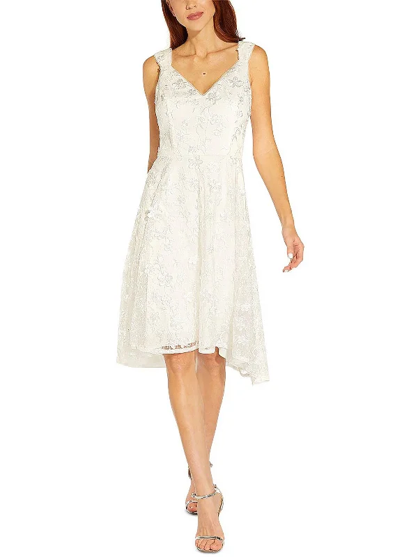 cocktail dress with lace appliqué-Womens Lace Embroidered Cocktail and Party Dress