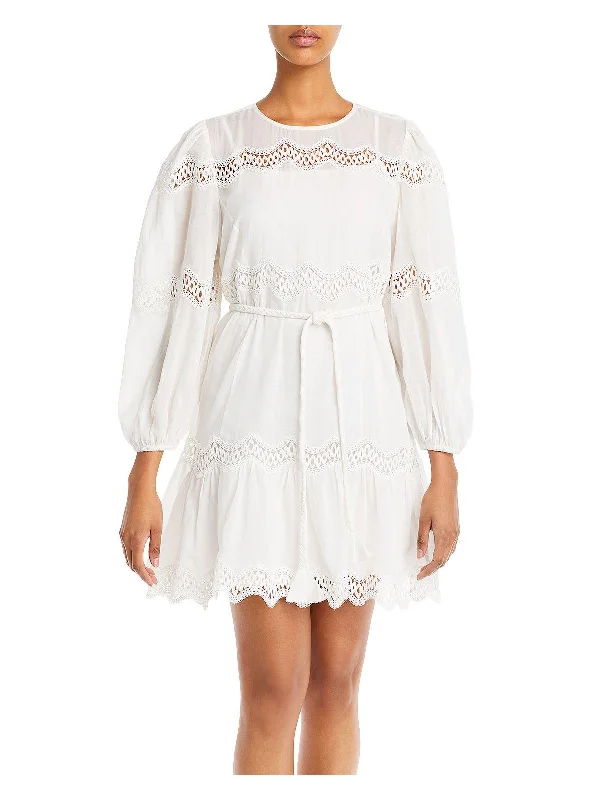 Mini Dress for a Casual Look -Womens Lace Trim Mini Mini Dress