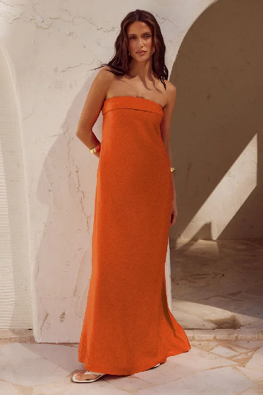 floral detail maxi dress-Sapphira Maxi Dress - Orange