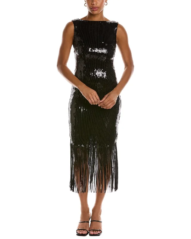 cocktail dress with metallic finish-Nanette by Nanette Lepore Deco Sequin Cocktail Dress