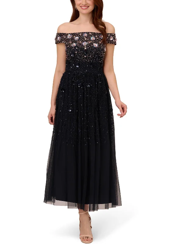 wrap cocktail dress-Womens Sequin Beaded Cocktail And Party Dress