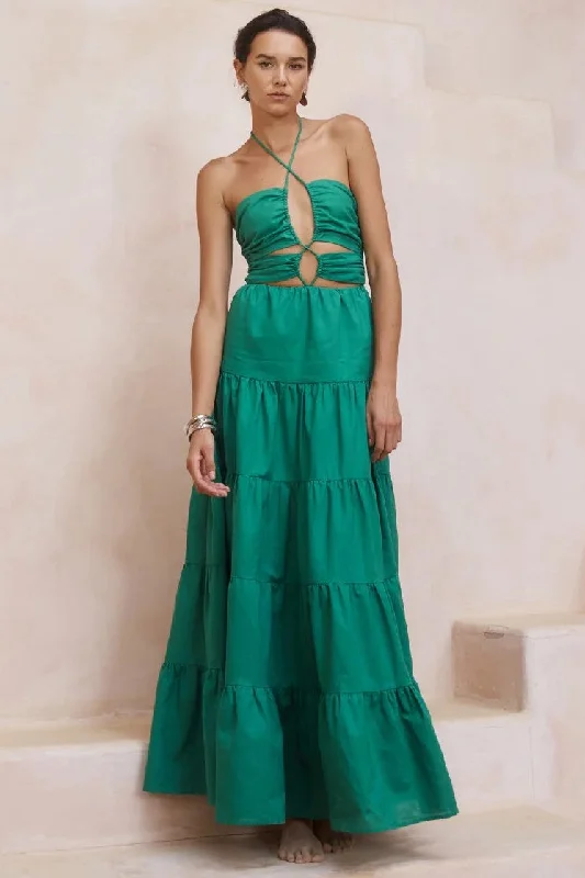 vintage inspired maxi dress-Alisia Maxi Dress - Emerald