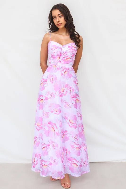 sleeveless midi length maxi dress-Watson Maxi Dress - Pink Floral