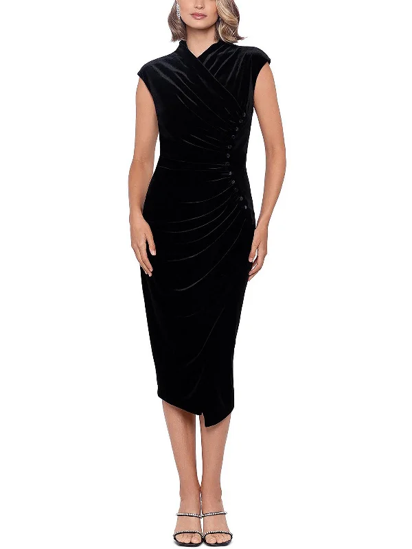 cocktail dress with off shoulder-Womens Velvet Long Cocktail and Party Dress