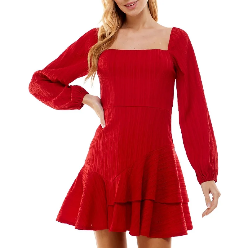 Casual Mini Dress with a Modern Twist -Juniors Womens Asymmetrical Tiered Mini Dress