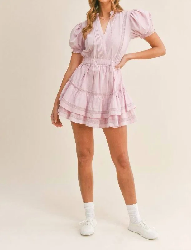 Elegant Cocktail Mini Dress -Tatum Ruffle Mini Dress In Lavender