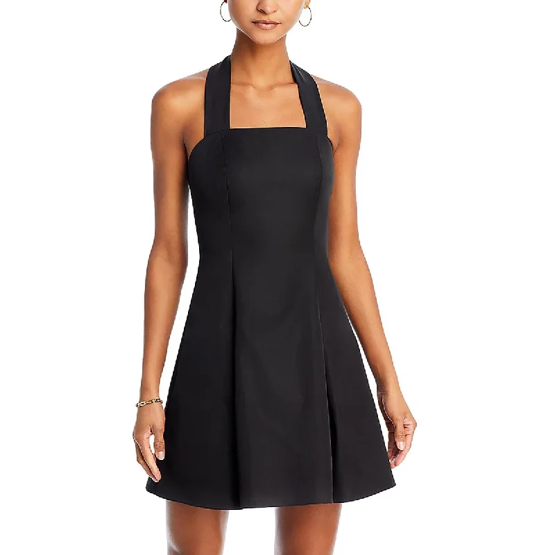 Mini Dress for an Effortless Look -Womens Mini Pleated Halter Dress