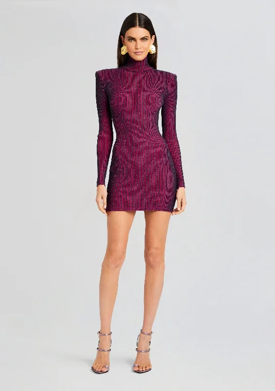 Printed Mini Dress for a Trendy Look -Moda Rib Knit Mini Dress