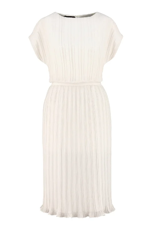 velvet cocktail dress-MERREMIA SHORT OFF-WHITE PLEATED DRESS