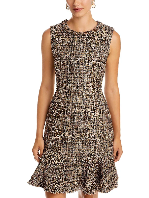 Layered Mini Dress for a Unique Look -Womens Tweed Mini Sheath Dress