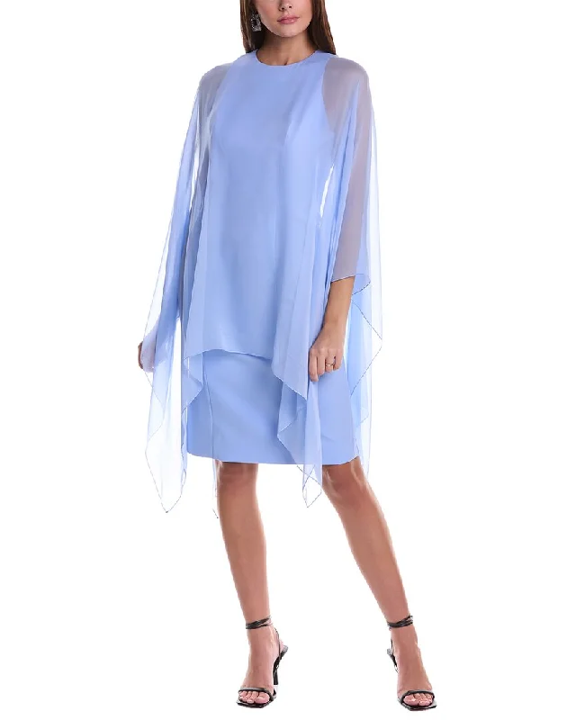 Belted Mini Dress for a Chic Silhouette -Teri Jon by Rickie Freeman Silk-Layered Mini Dress