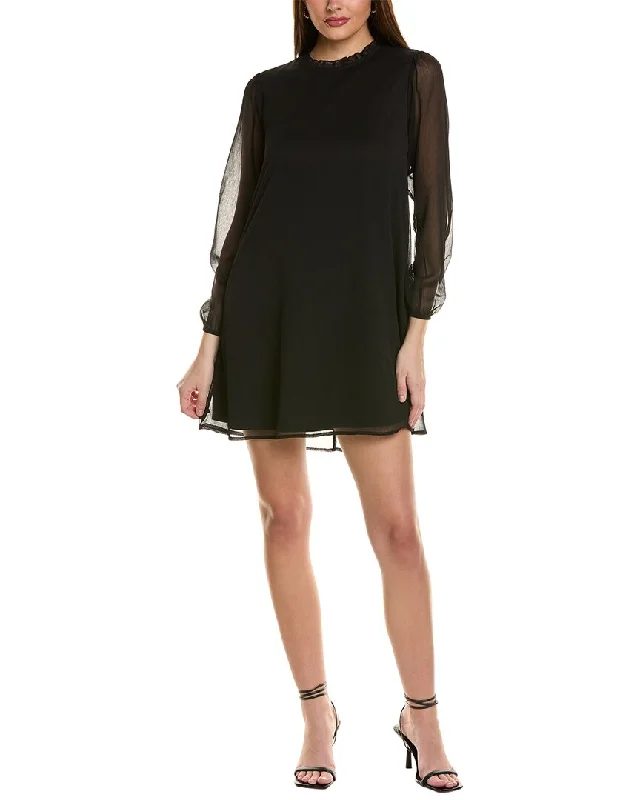 Sexy Slit Mini Dress -Tash + Sophie Ruffle Trim Chiffon Mini Dress