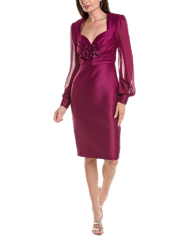 beaded cocktail dress-Badgley Mischka Rose Sheath Cocktail Dress