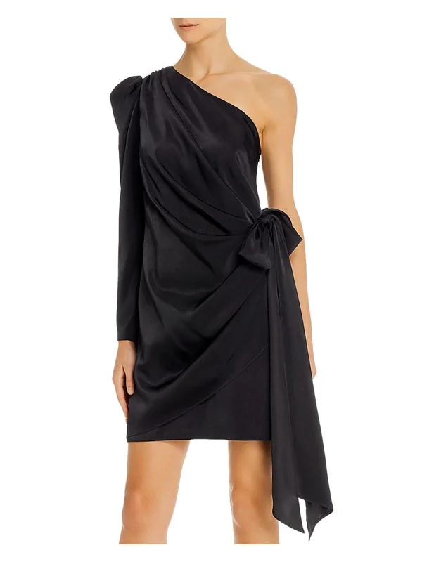 cocktail dress with cape-Womens Belted Short Cocktail and Party Dress