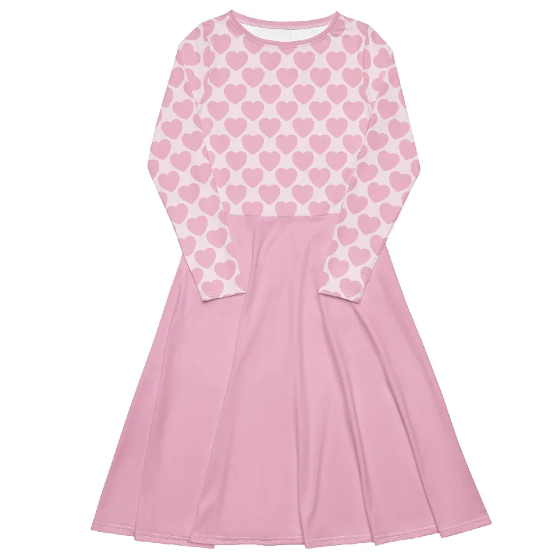 short sleeve casual midi dress-ELLIE LOVE tender pink - Midi dress with long sleeves and pockets