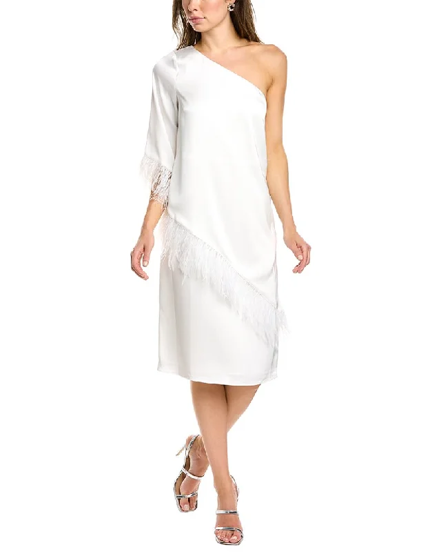 satin cocktail dress-Aidan Mattox One-Shoulder Cocktail Dress