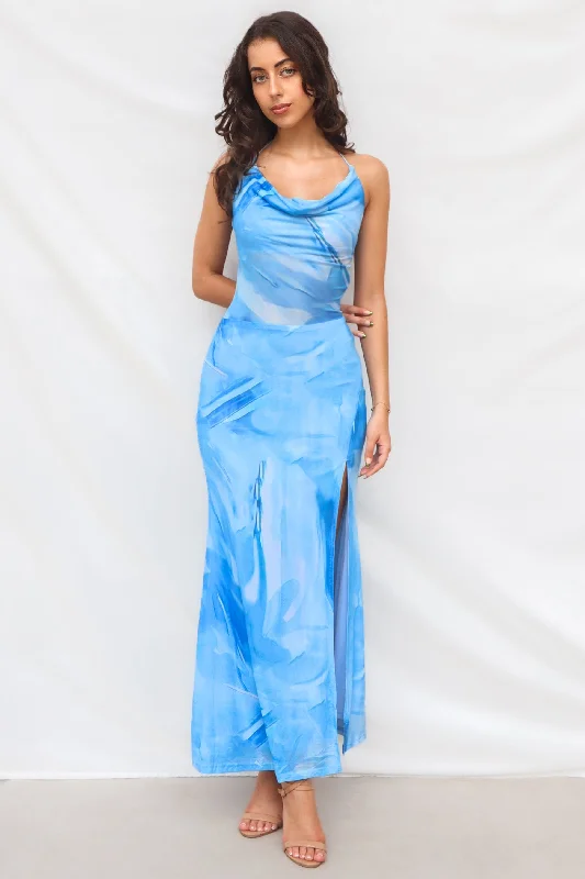 floral jacquard maxi dress-Emory Maxi Dress - Blue Print