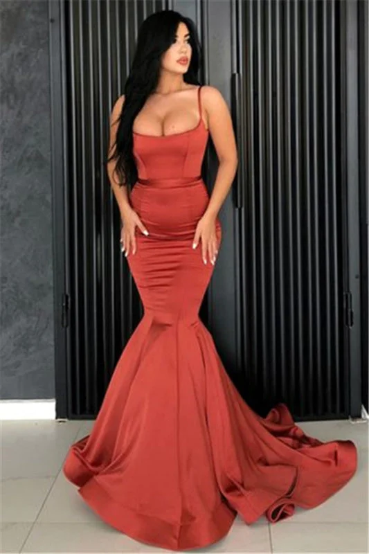 evening dress with crystals-Long Prom Dress Burnt Orange Mermaid