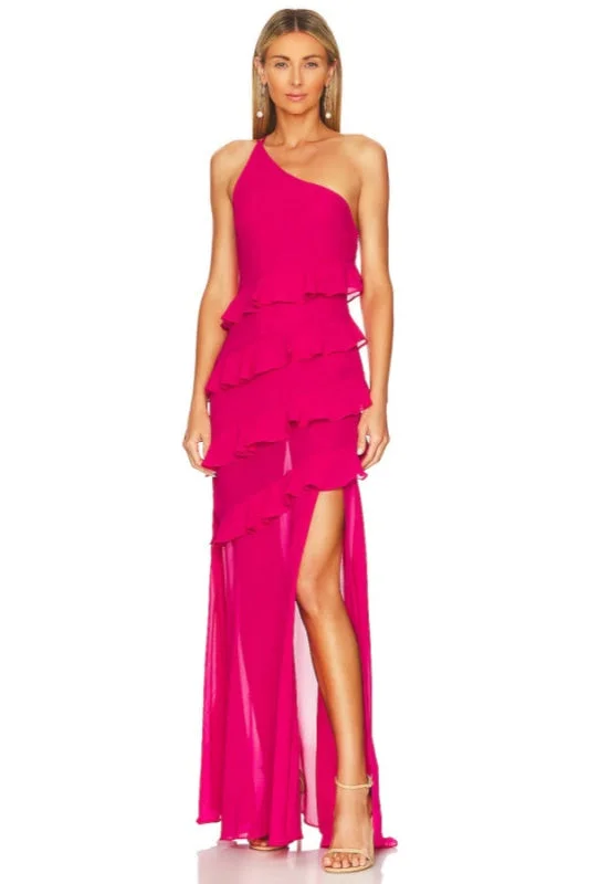 evening dress with plunging neckline-One-Shoulder Slim Prom Dress with Sleeveless Sheath Design