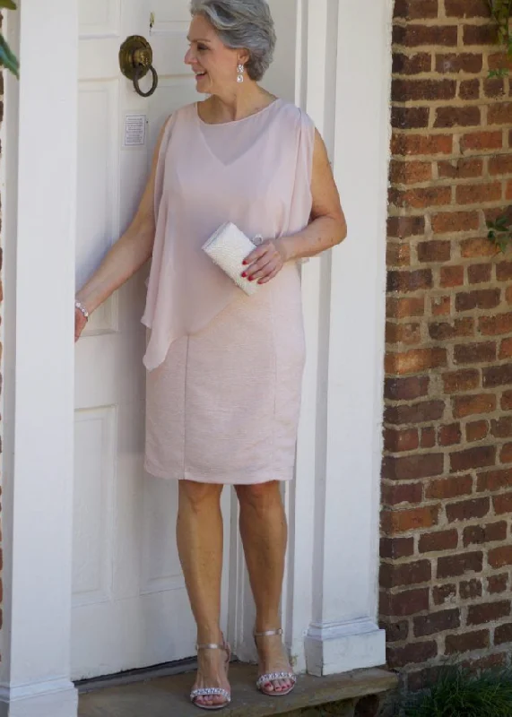 empire waist evening gown-Pale Pink Mother of the Bride Dresses Knee Length