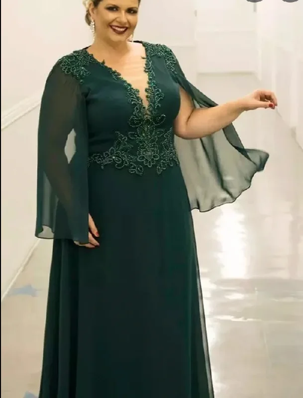 elegant evening dress-Plus Size Mother of the Bride Dresses Dark Green