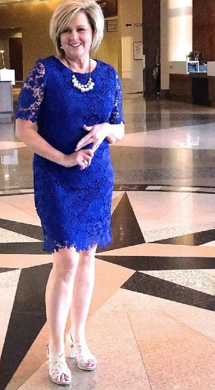 elegant cocktail evening dress-Royal Blue Lace Mother of the Bride Dresses Lace