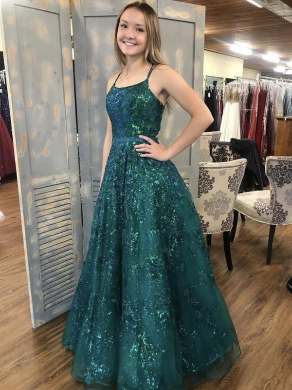 evening dress with keyhole-Shiny Sequins Green Lace Long Prom, Green Lace Formal, Sparkly Green Evening